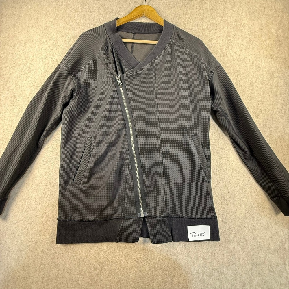Lululemon Asymmetrical Zip Jacket Gray Striped Oversized Athletic Sweatshirt